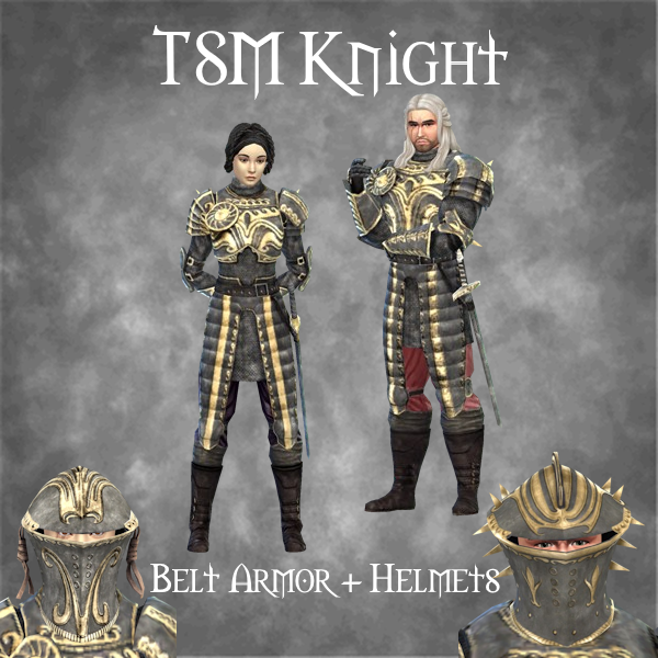 TSM Knight Belt Armor for male adults - with matching helmet logo