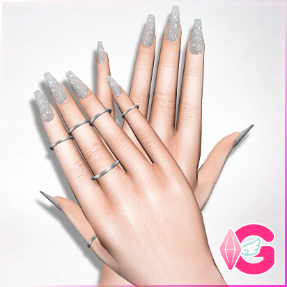 Crystal glam glitter coffin nails • N03 [HQ compatible] logo