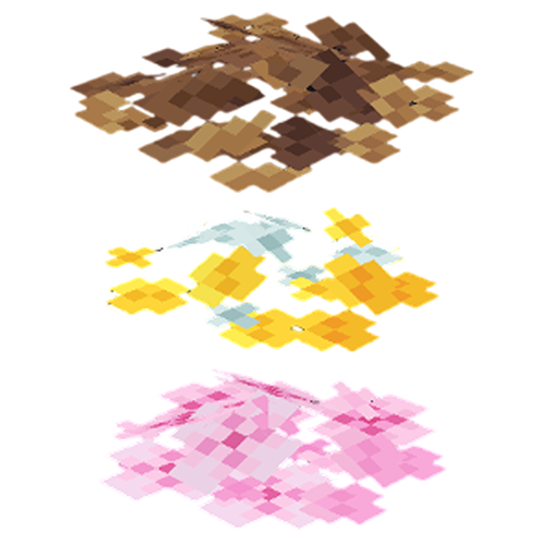 Bushy pink petals, wildflowers & leaf litter