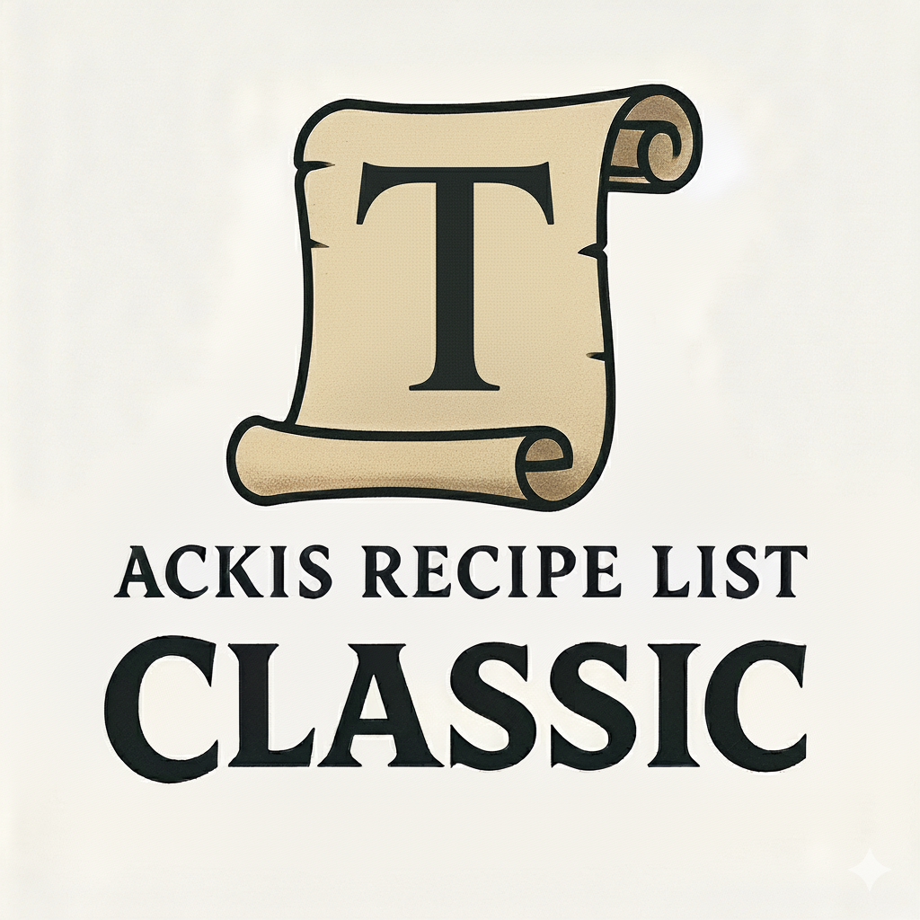 Ackis Recipe List Classic: Tailoring addon image logo