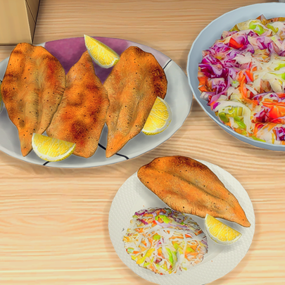 Fried Fish with Coleslaw Custom Recipe