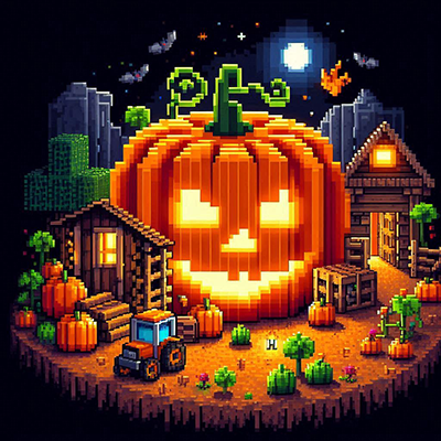 Halloween falling leaves logo