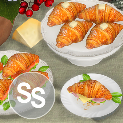 Croissants with butter, ham and salmon logo