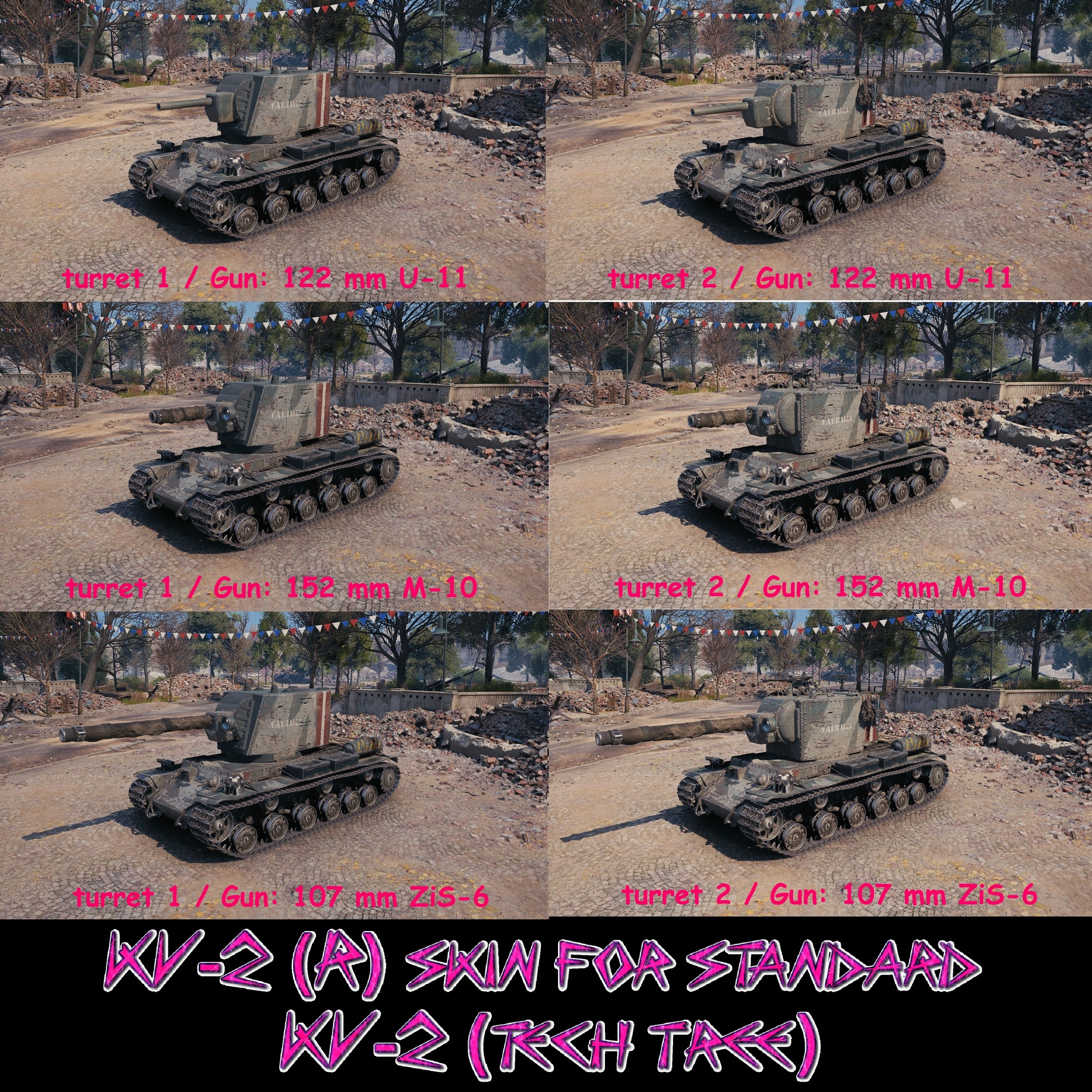 KV-2 (R) skin for "standard" KV-2 (1. turret & all guns added) project avatar