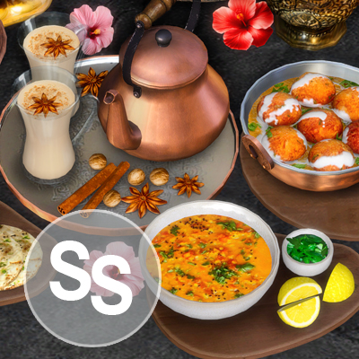 Malai Kofta, Masoor Dal and Masala Chai-Indian Cuisine set 2 logo