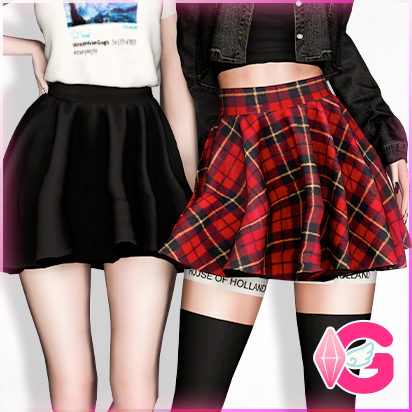 High Waist Mini Skater Skirt logo