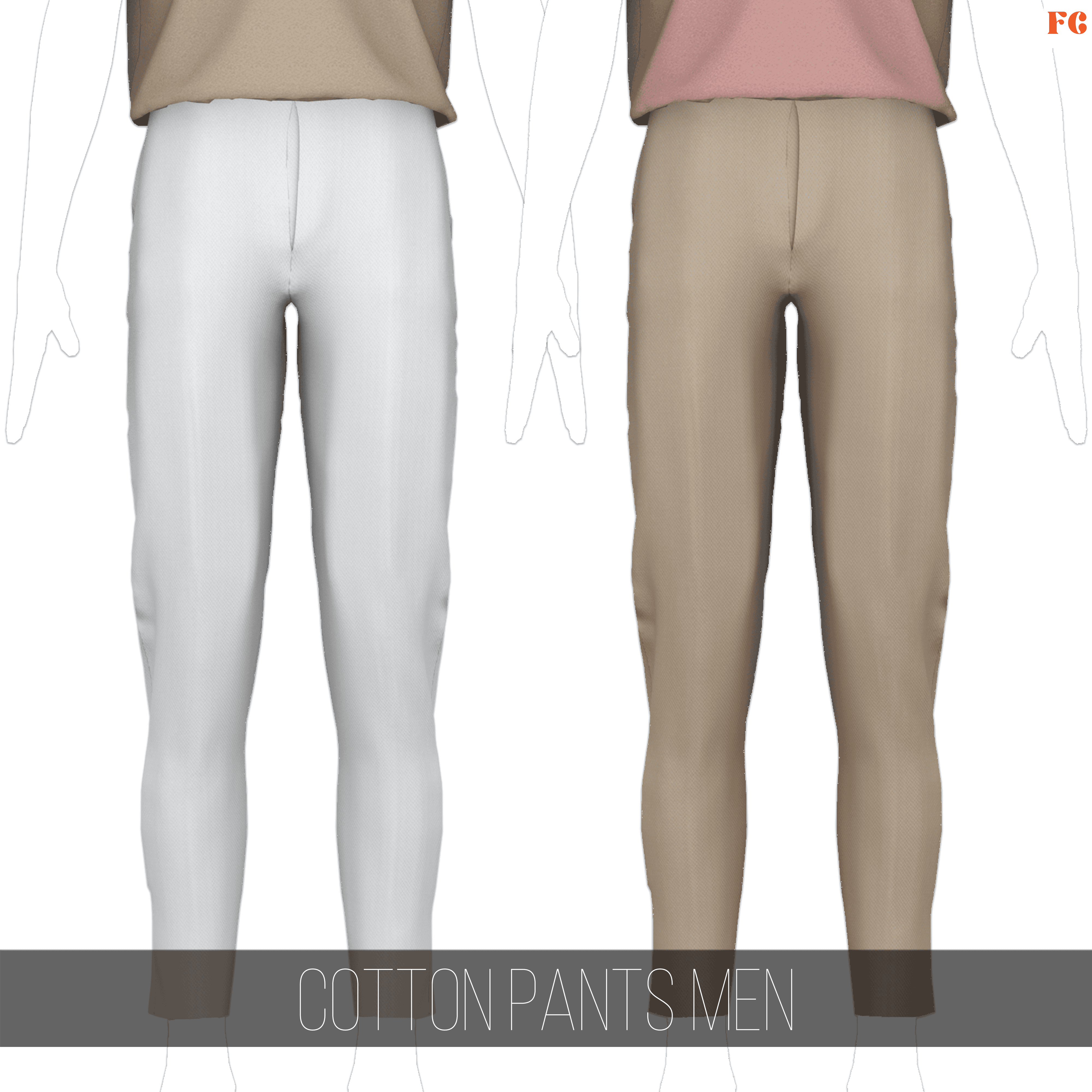 Fifthscreations - Cotton Pants - Men - CAS Cloting - Maxis Match CC logo