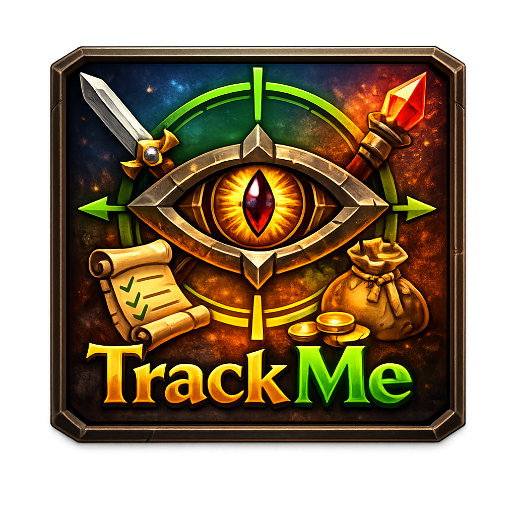 TrackMe – Activity Tracker (History, Details, Quests, Auctionator Support) addon image logo