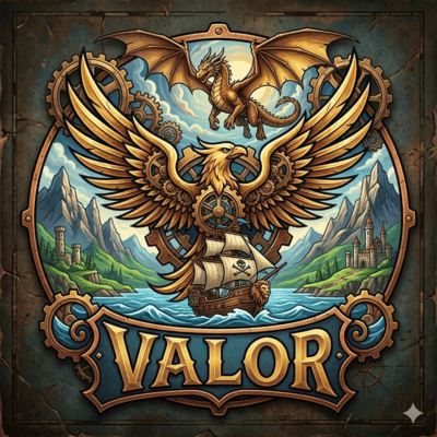 VALOR - Voyages, Automation, Lands, Oceans, RPG logo