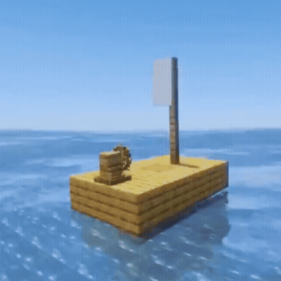 [ Alone on a raft ] 