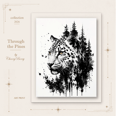 Series of paintings Wild Animals part # 4 Looking Through Pine logo