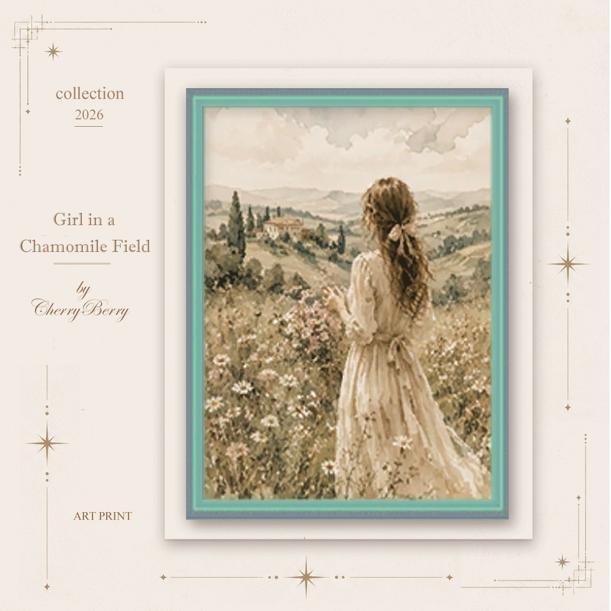 Girl in a chamomile field logo