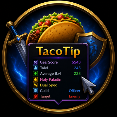 TacoTip - Gearscore & iLvl  | TBC - Era - SoD - Forever - Retail | logo