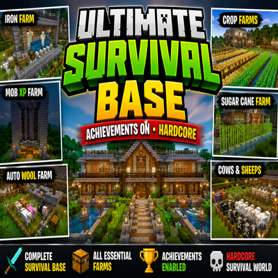 🏡 Ultimate Survival Base with Farms (Achievements On)