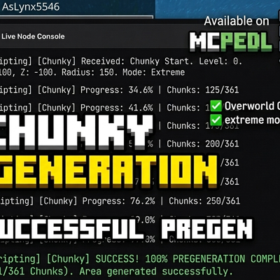 Chunky Pregenerator - World Chunk Pregenerator for BDS & Realms (1.26+)