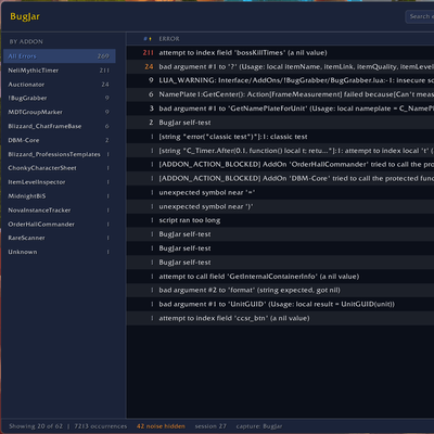 BugJar | Lua Error Browser addon image logo