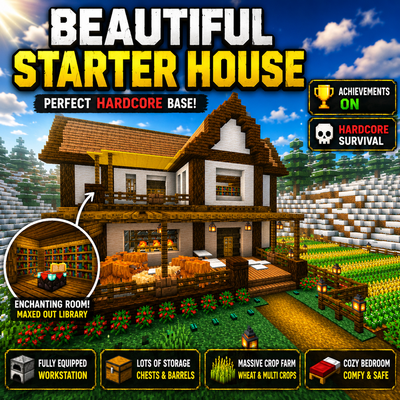 Beautiful Starter Survival House | HARDCORE | Achievements On