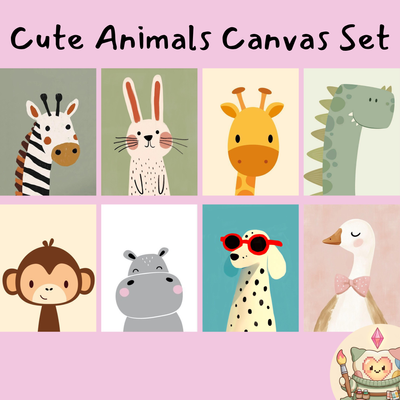 Cute Animals Kids Room Canvas Set logo
