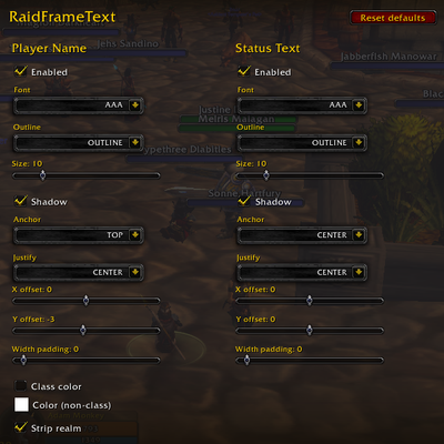 RaidFrameText addon image logo