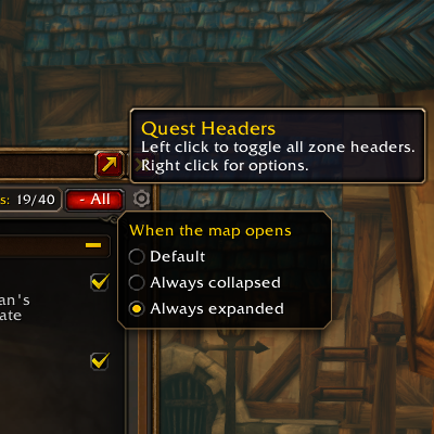 Quest Log Header Expander addon image logo