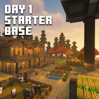 Ultimate Day 1 Starter Base | Survival Mansion & Farms [Achievements Friendly]