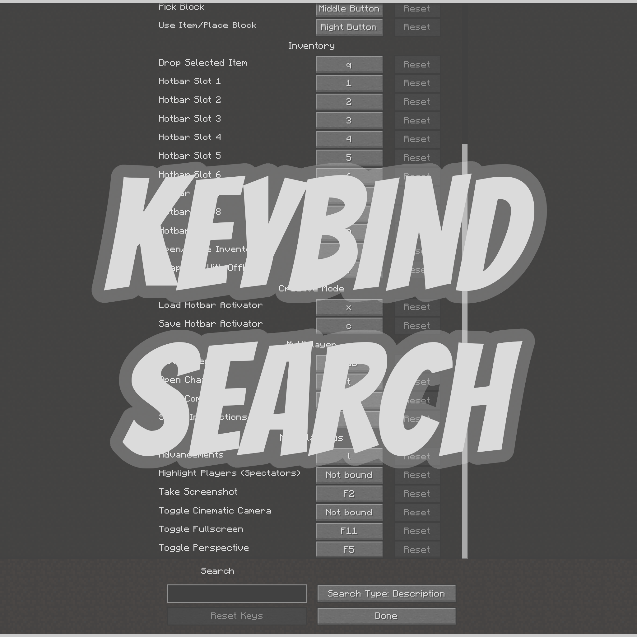 Keybind Search - Mods - Minecraft