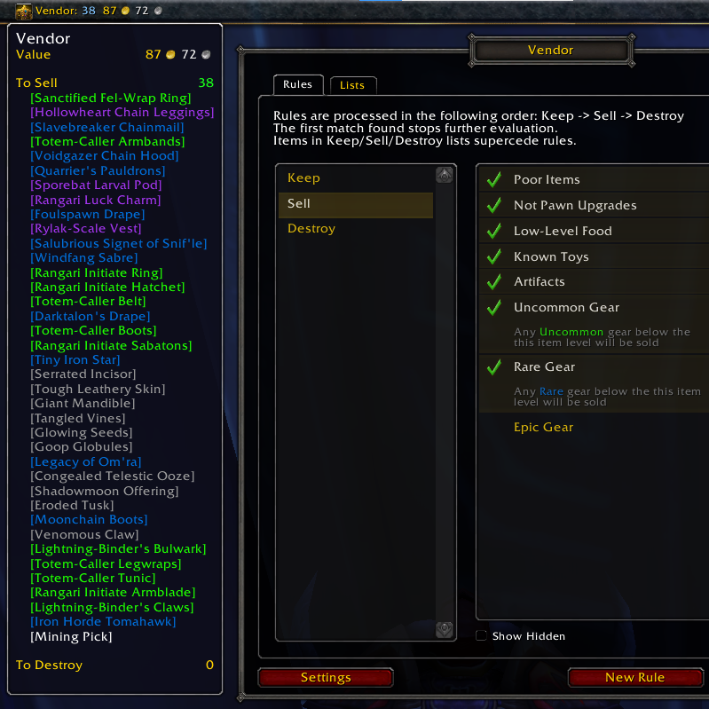 wow old content handy note addon