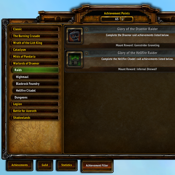 Krowi's Achievement Filter - Addons - World of Warcraft - CurseForge