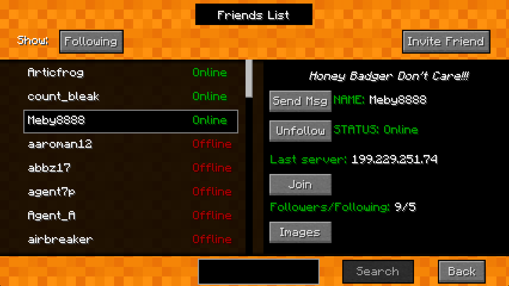 minecraft friends list