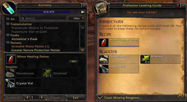 Profession Leveling Guide World Of Warcraft Addons Curseforge