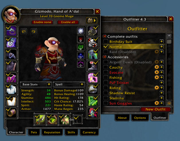 all the things wow addon i want it to show only what i can equiq