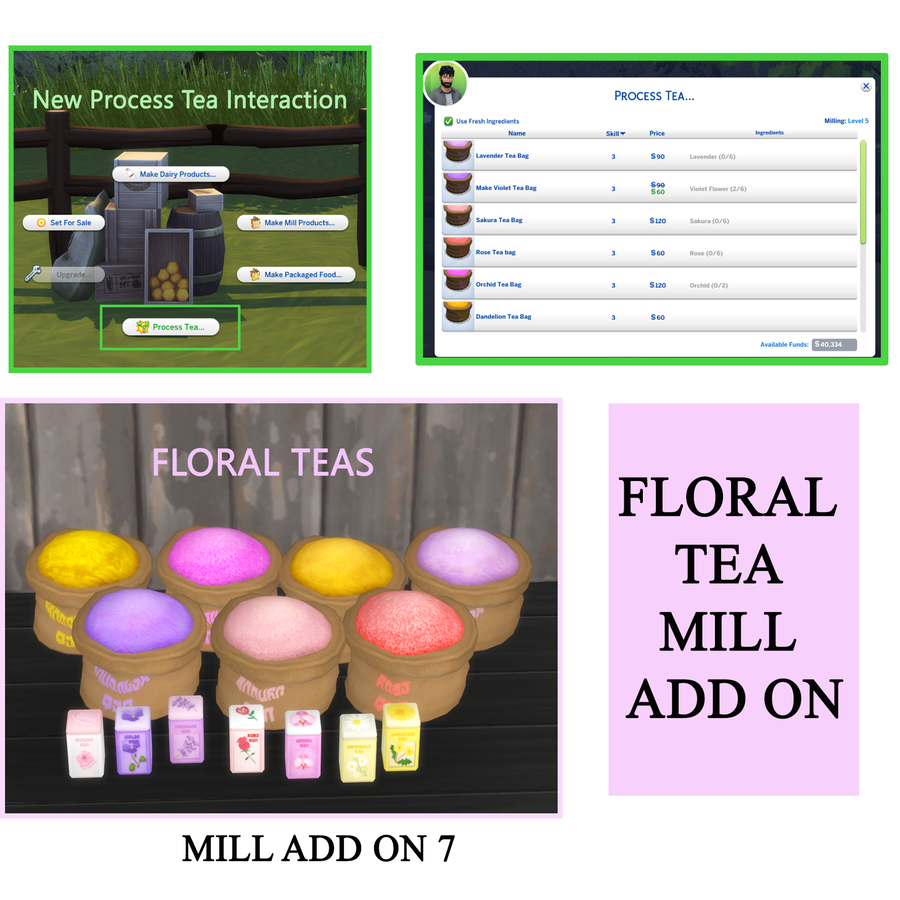 The Sims 4 Functional Mill Add On 7 Floral Tea Blends 193129 Download On 9875