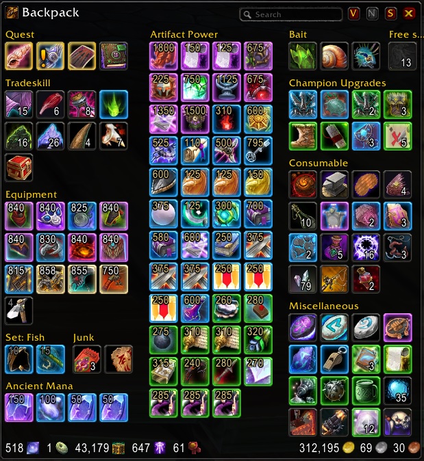 Overview - Adibags Legion Filters - Addons - Projects - WowAce