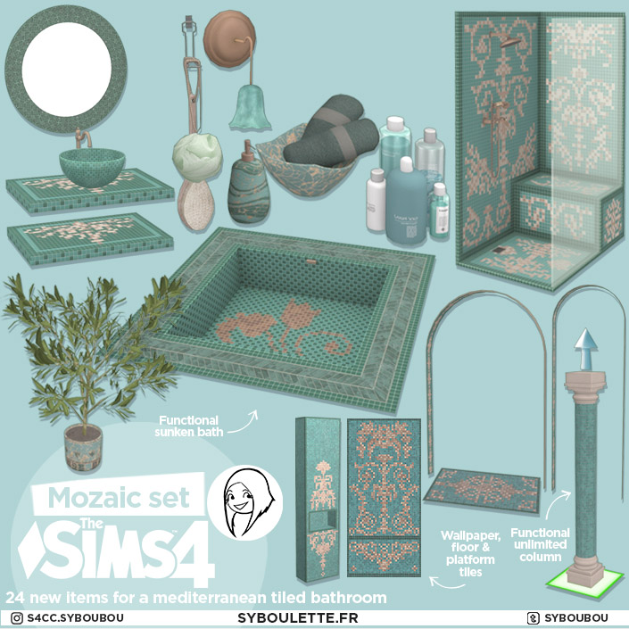 Mozaic bathroom set Build / Buy The Sims 4