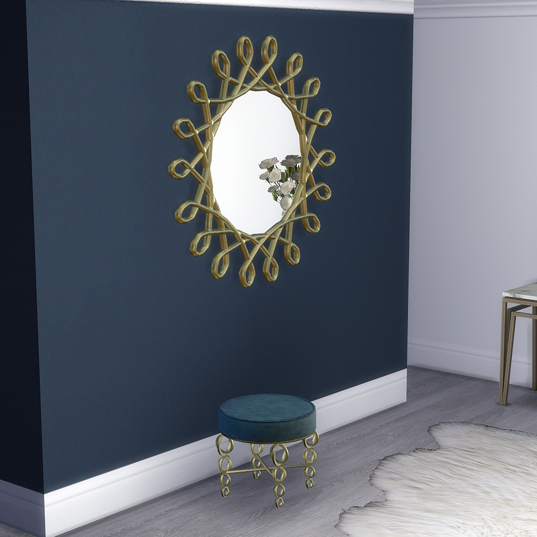 Swirl Mirror & XO Luxe Stool logo