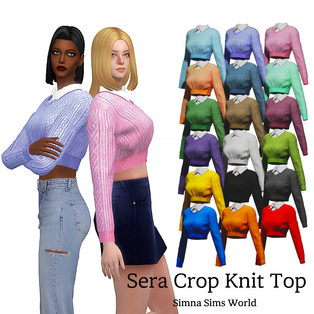 Sera crop knit top - The Sims 4 Create a Sim - CurseForge