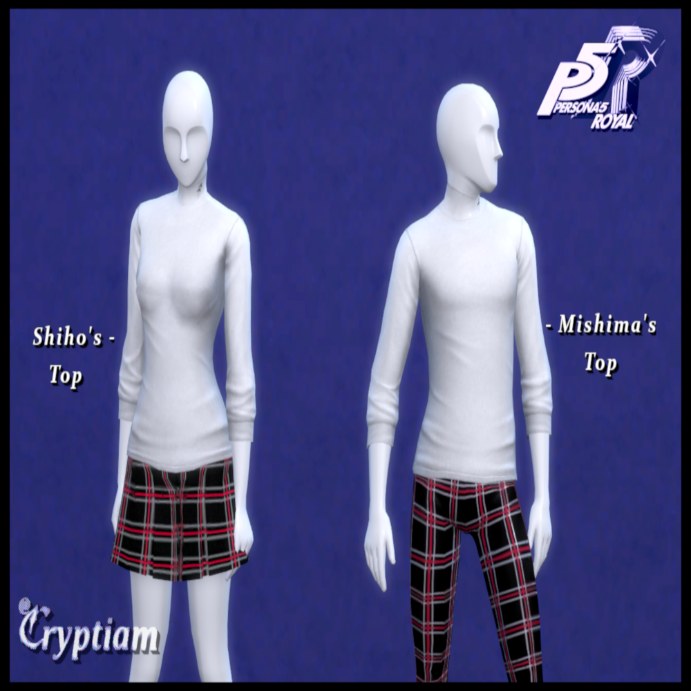 Download Persona 5: Shiho & Mishima - Shujin Tops - The Sims 4 Mods ...