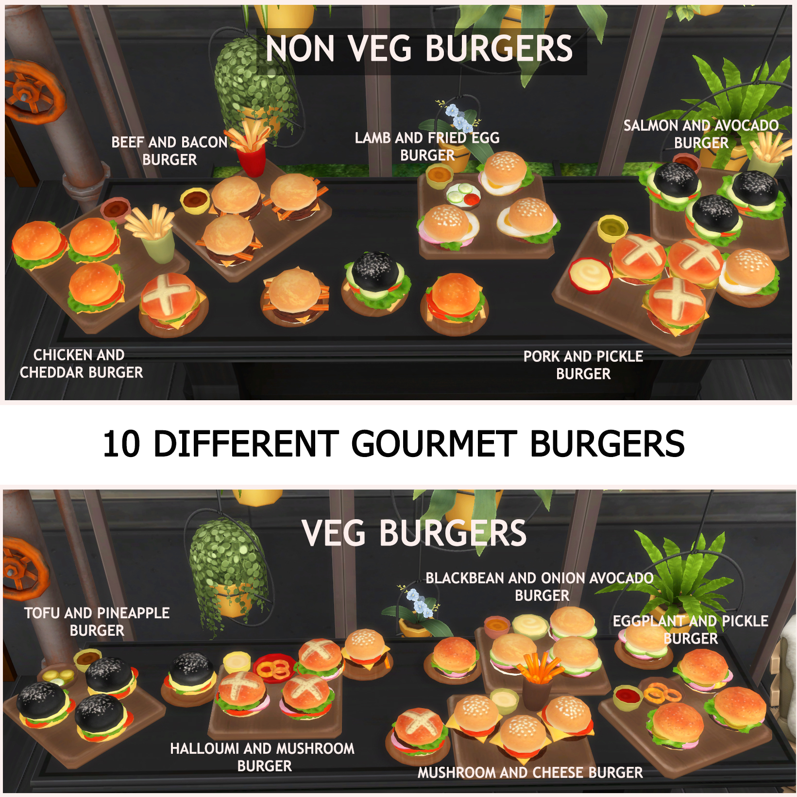 Gourmet Burger Set The Sims 4 Mods