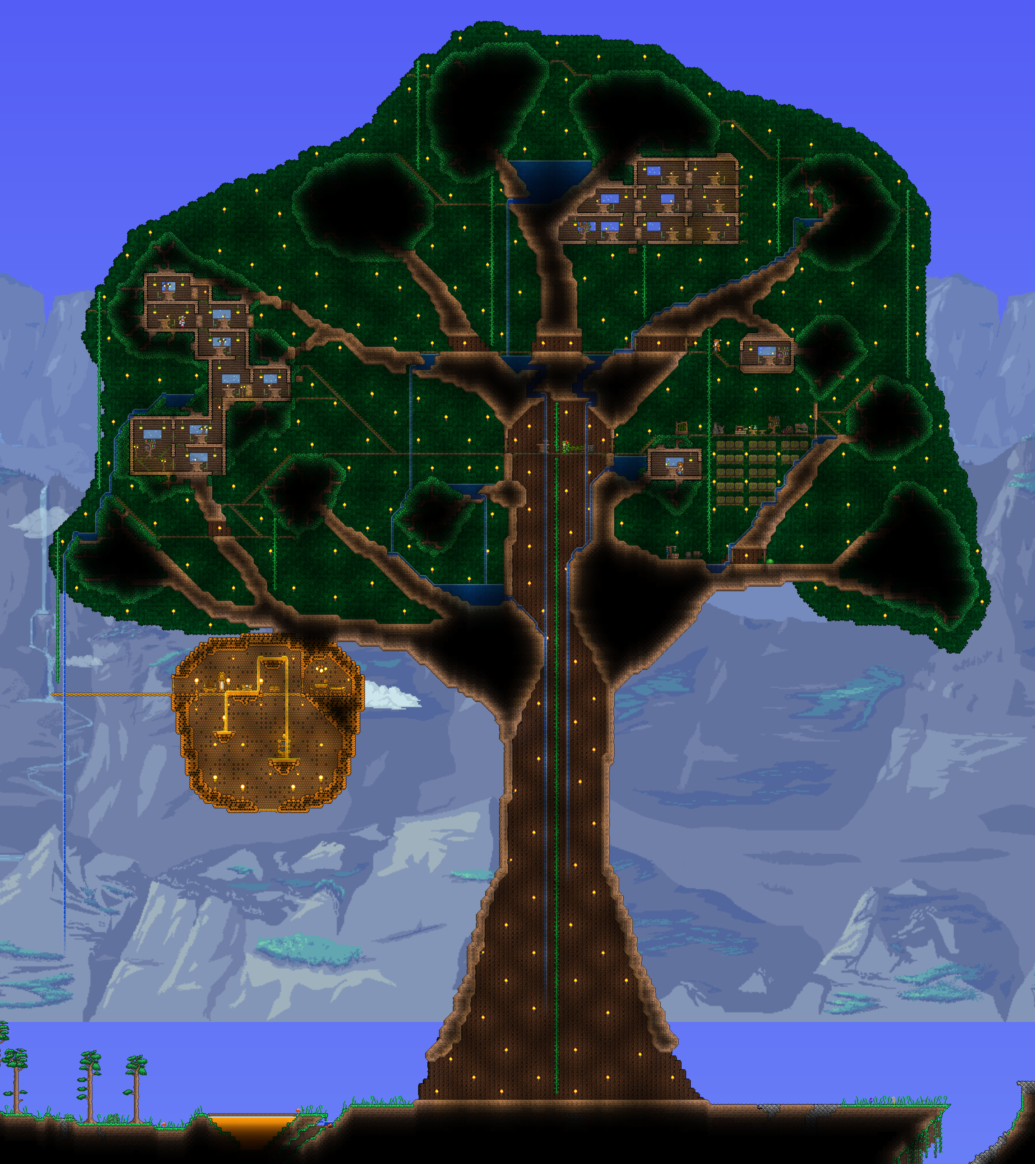 pixel treehouse terraria cool small house