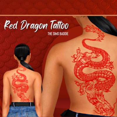 Red Japanese dragon tattoo on full back