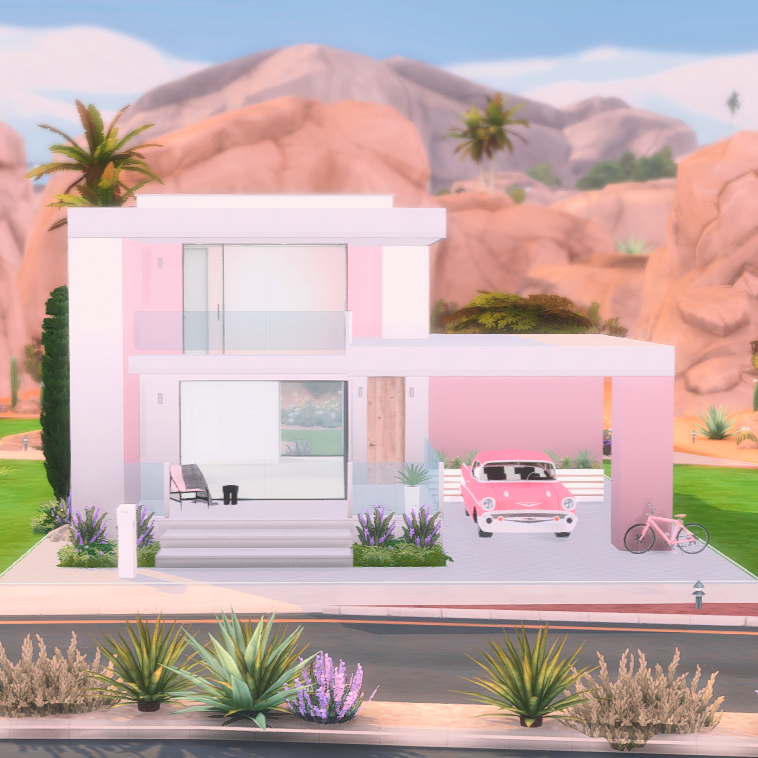 Modern Pink Tiny Home (Shell Only) +CC - The Sims 4 Rooms / Lots ...