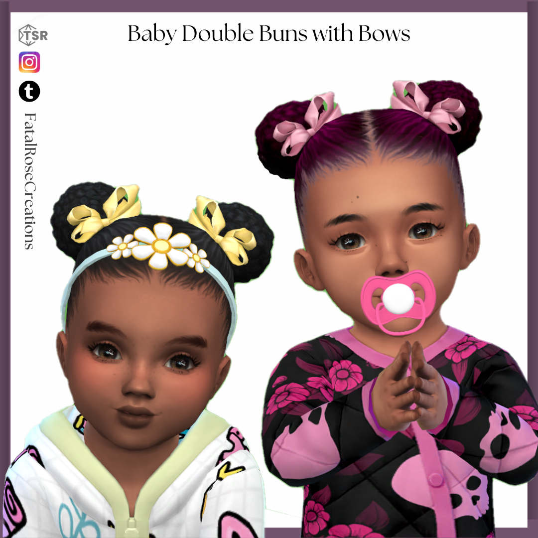 Download FatalRoseCreations Baby Double Buns with Bows - The Sims 4 ...