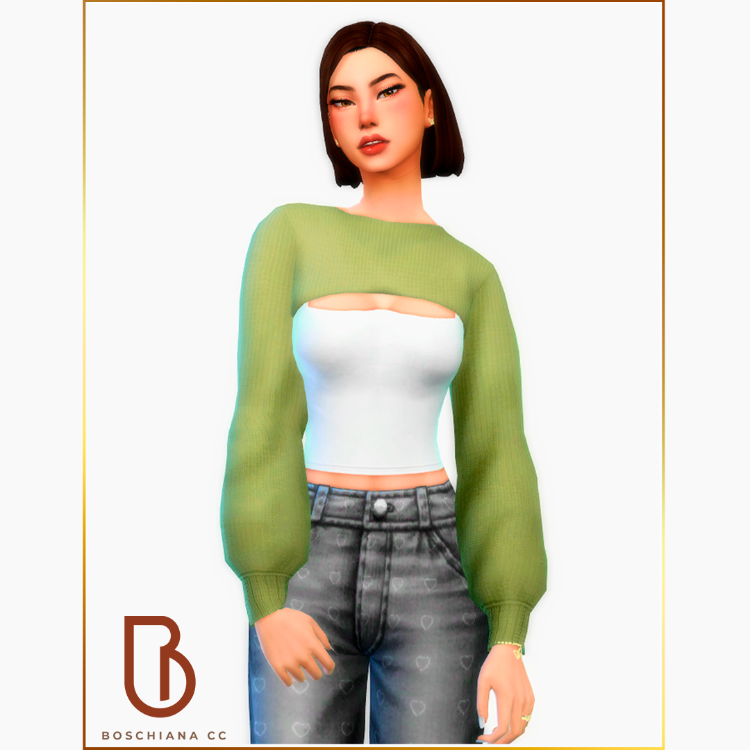 Molly Top - Version 2 - Woman Neck Cropped Sweater - The Sims 4 Create ...