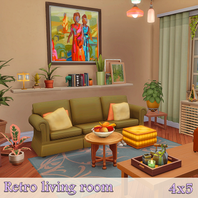 Retro Living Room No Cc The Sims 4