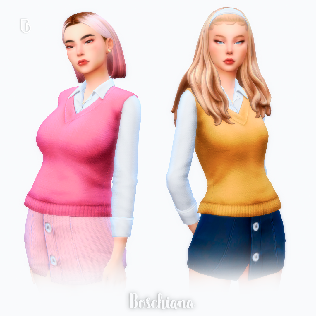 Woman Shirt with Sweater 💎 - Cher Version 1 - The Sims 4 Create a Sim ...