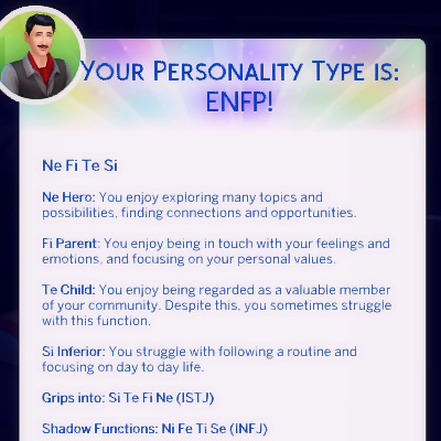 ENFP MBTI Personality Type. NE FI TE SI | Postcard