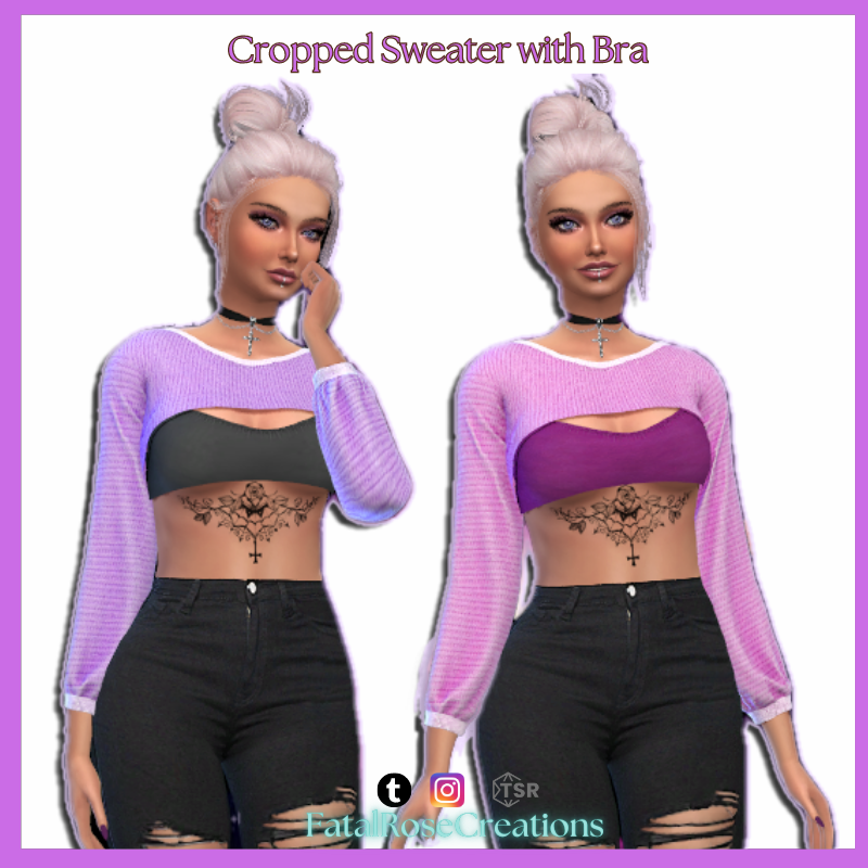 Download FatalRoseCreations Cropped Sweater with Bra - The Sims 4 Mods ...
