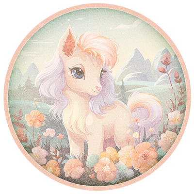 Cute Pony Kids Round Dance Rug #1 Samtuse963 logo