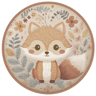 Cute Fox Kids Round Dance Rug #1 Samtuse963 logo