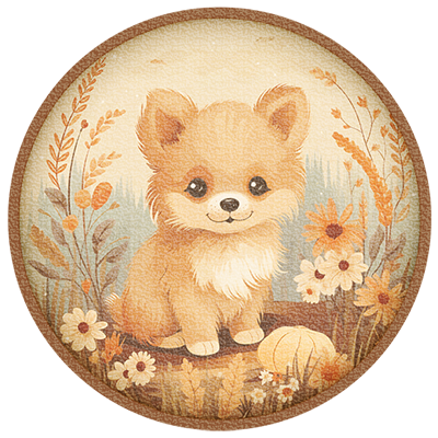 Cute Puppy Kids Round Dance Rug #1 Samtuse963 logo